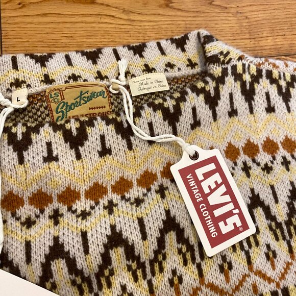 Levi's Vintage Boat Neck Sweater Men Size L Jacquard Knit Wool Blend NWT - Picture 7 of 11